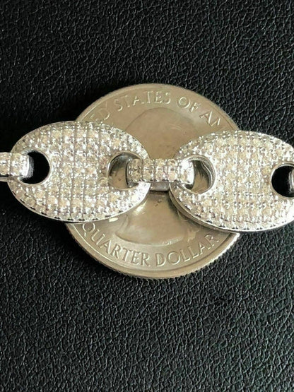 HarlemBling Solid 925 Sterling Silver Mens Gucci Link Choker Chain 18 20 20ct Man Diamond