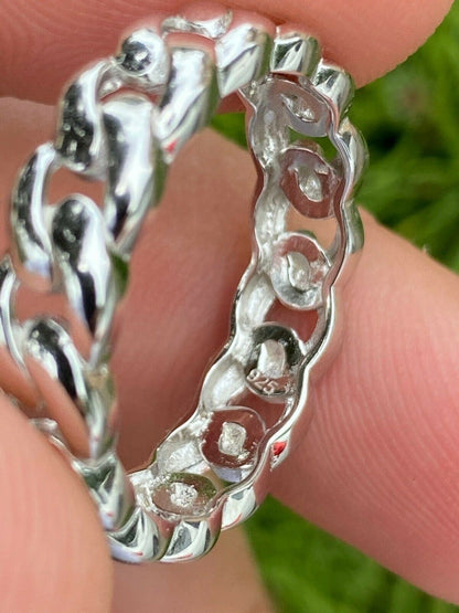 HarlemBling Solid 925 Sterling Silver Mens Ladies 6mm Wedding Band Cuban Link Ring Sz 6-13