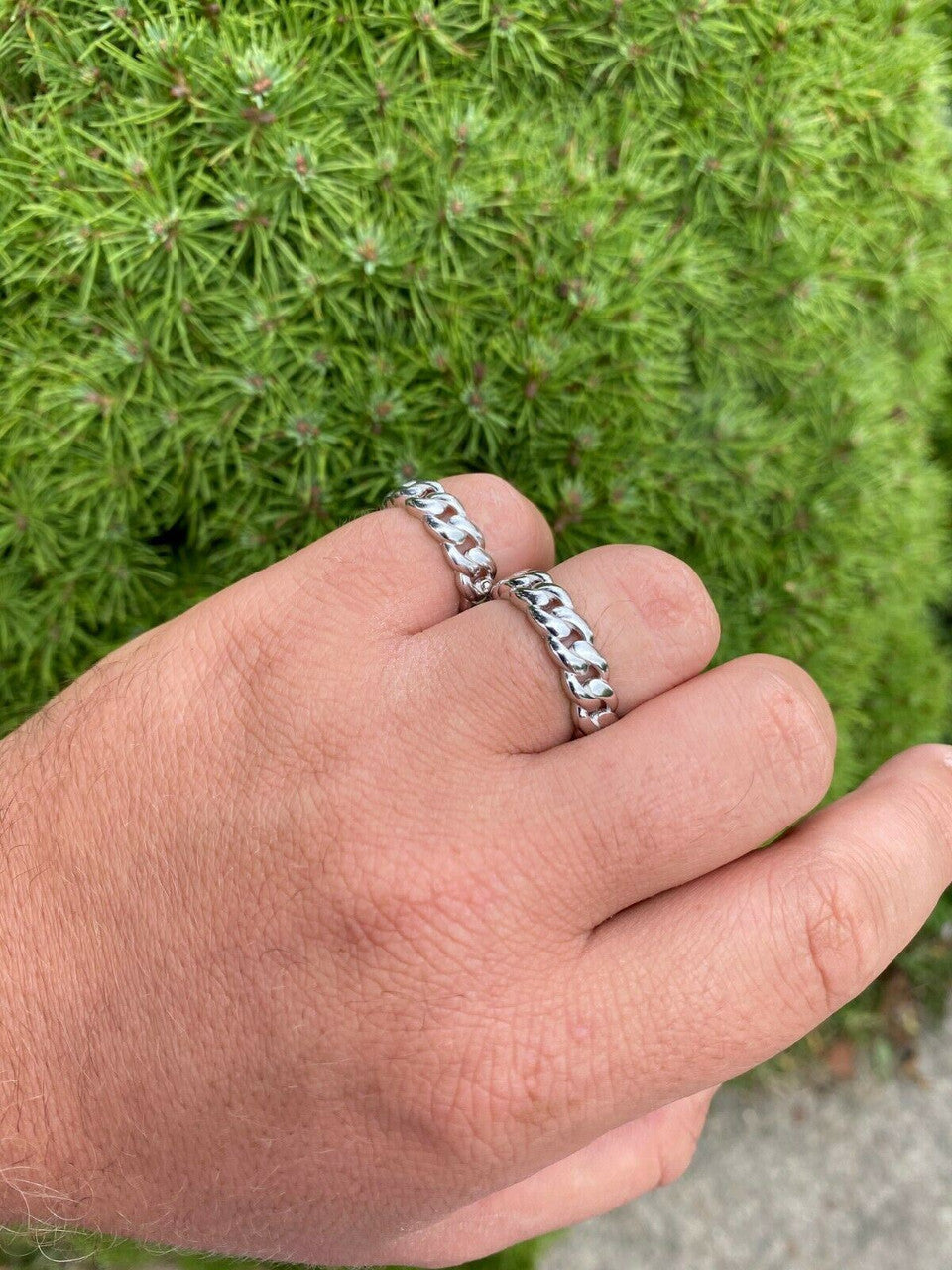 HarlemBling Solid 925 Sterling Silver Mens Ladies 6mm Wedding Band Cuban Link Ring Sz 6-13