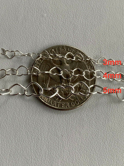 HarlemBling Solid 925 Sterling Silver Paperclip Heart Link Chain Necklace Italy 14 - 24