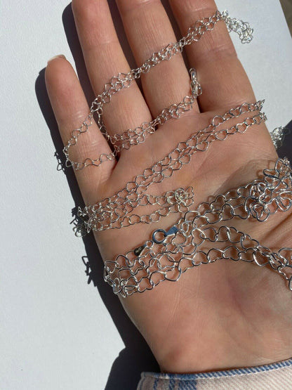 HarlemBling Solid 925 Sterling Silver Paperclip Heart Link Chain Necklace Italy 14 - 24