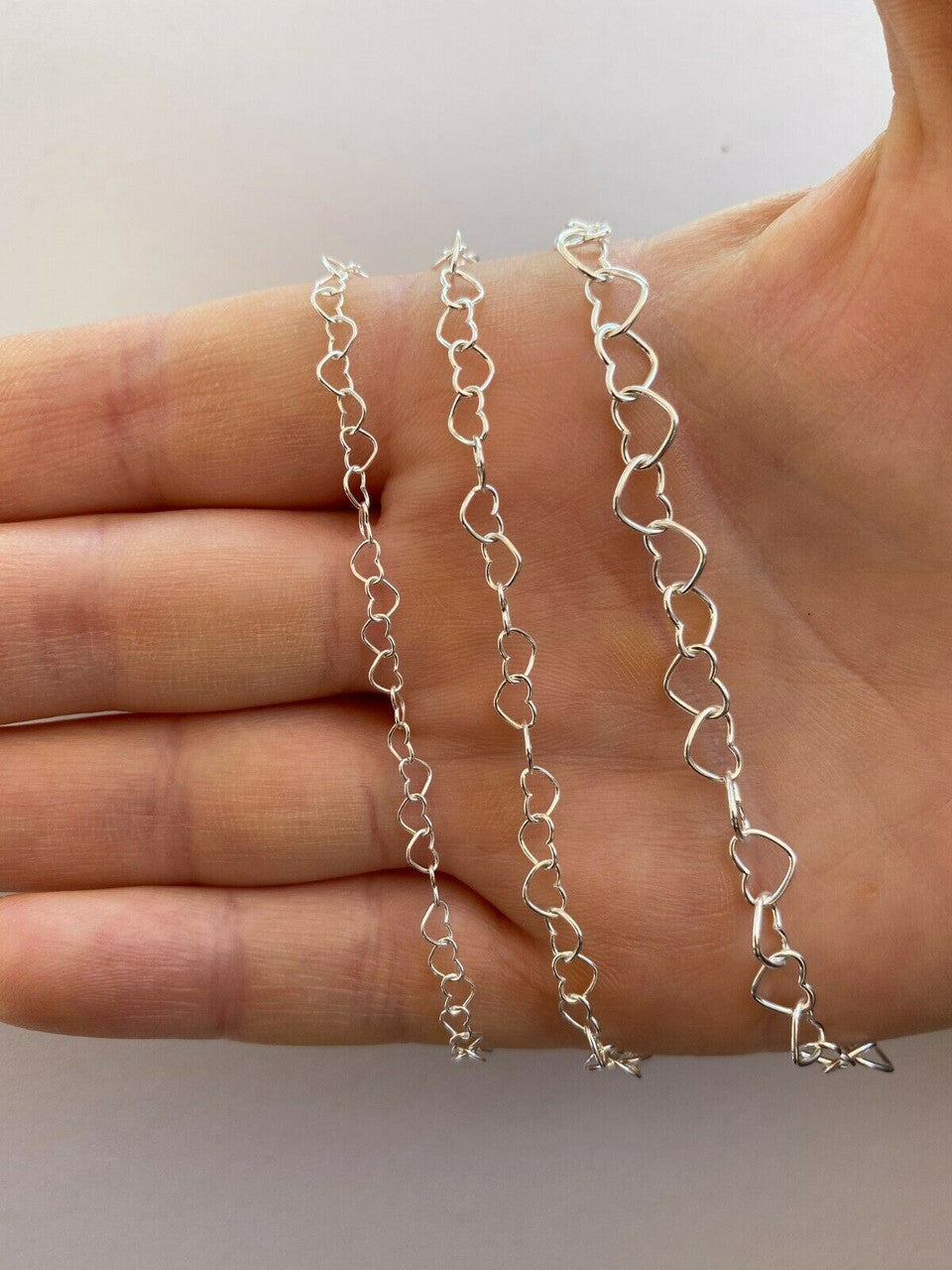 HarlemBling Solid 925 Sterling Silver Paperclip Heart Link Chain Necklace Italy 14 - 24