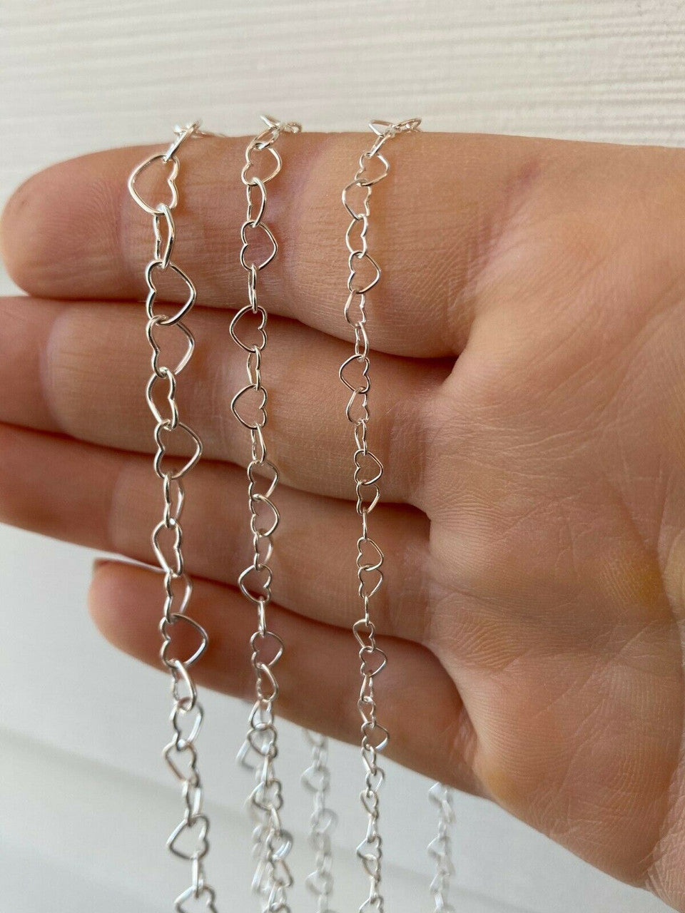 HarlemBling Solid 925 Sterling Silver Paperclip Heart Link Chain Necklace Italy 14 - 24