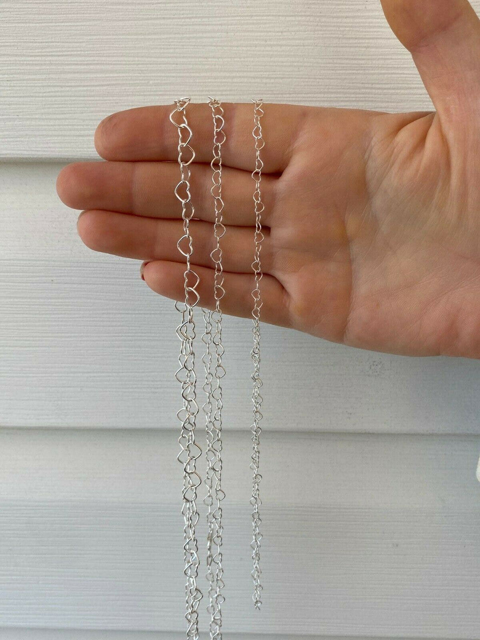 HarlemBling Solid 925 Sterling Silver Paperclip Heart Link Chain Necklace Italy 14 - 24