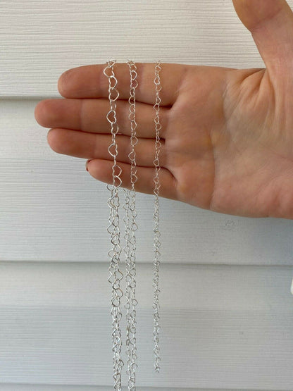 HarlemBling Solid 925 Sterling Silver Paperclip Heart Link Chain Necklace Italy 14 - 24