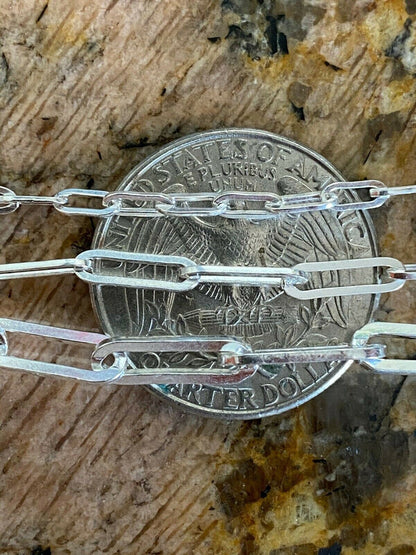 HarlemBling Solid 925 Sterling Silver Paperclip Rolo Chain 2.5mm - 4mm Cable Necklace Italy