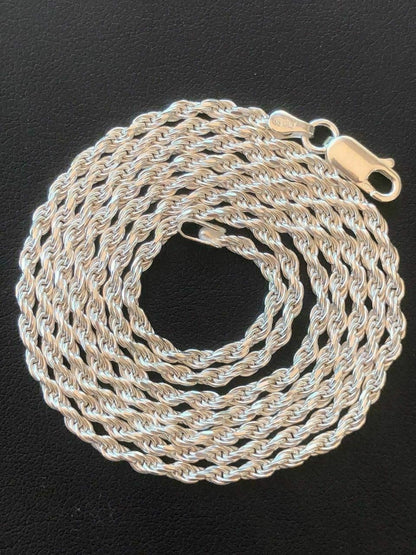 HarlemBling Solid 925 Sterling Silver Rope Chain MADE IN ITALY Mens Womens 2.5mm 16-30