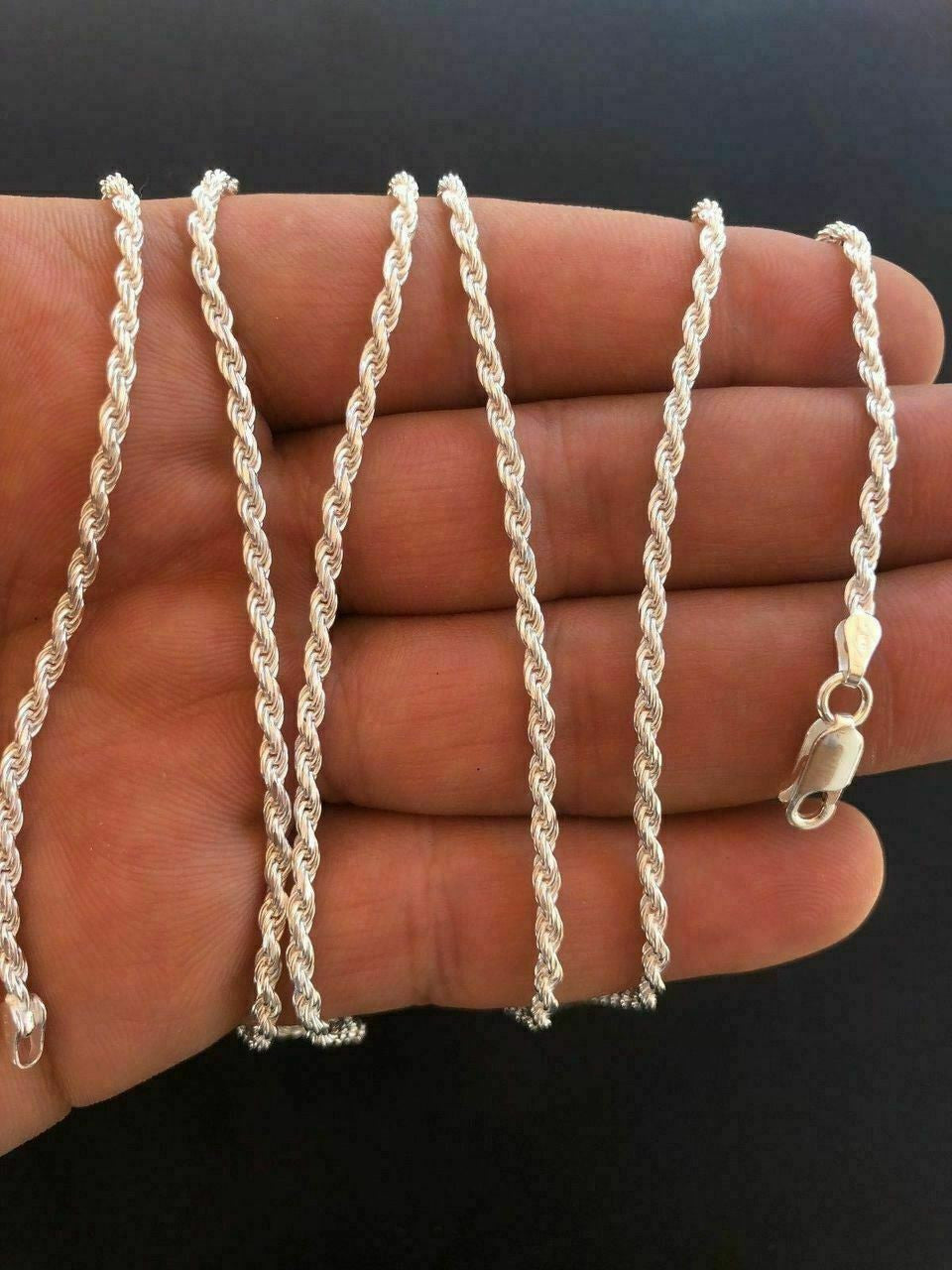 Solid 925 Sterling Silver Rope Chain MADE IN ITALY Men's Women's