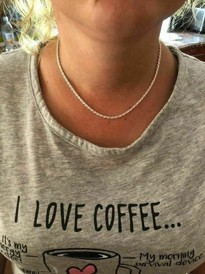 HarlemBling Solid 925 Sterling Silver Rope Chain MADE IN ITALY Mens Womens 2.5mm 16-30