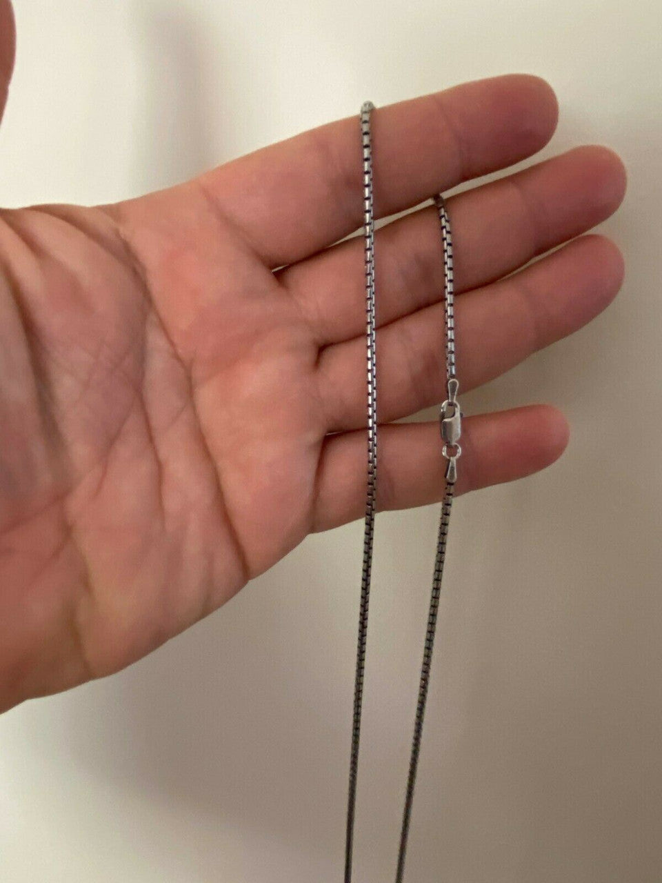 HarlemBling Solid 925 Sterling Silver Rounded Box Chain 2mm Necklace Black Oxidized Rhodium