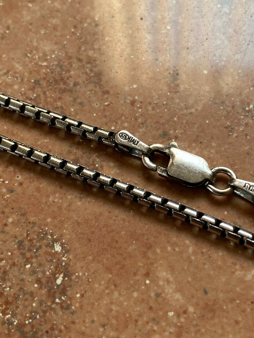 HarlemBling Solid 925 Sterling Silver Rounded Box Chain 2mm Necklace Black Oxidized Rhodium