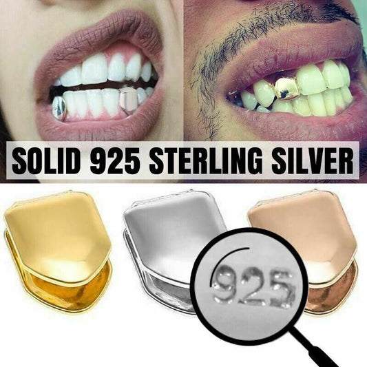 HarlemBling Solid 925 Sterling Silver Single Tooth Grillz Real Custom Hip Hop Grills Caps