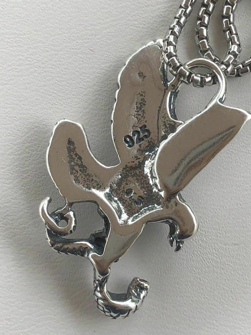 HarlemBling Solid 925 Sterling Silver USA American Eagle Mens Pendant W 22 Chain