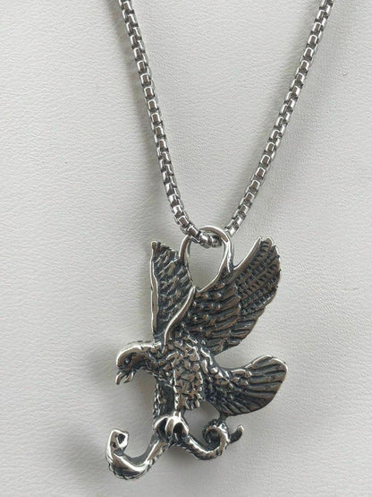 HarlemBling Solid 925 Sterling Silver USA American Eagle Mens Pendant W 22 Chain
