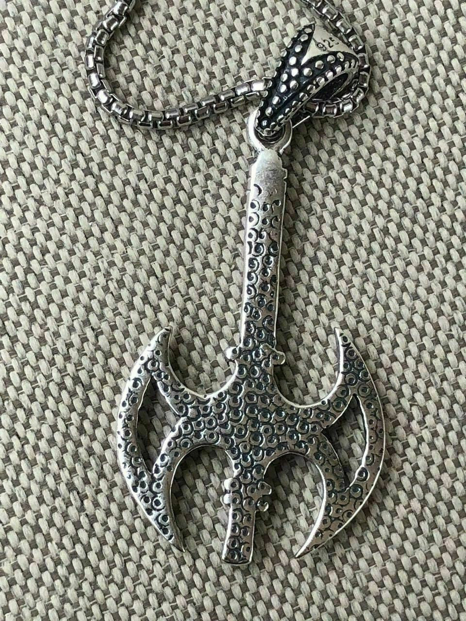 HarlemBling Solid 925 Sterling Silver Viking Battle Ax Mens Gothic Pendant W 22 Chain