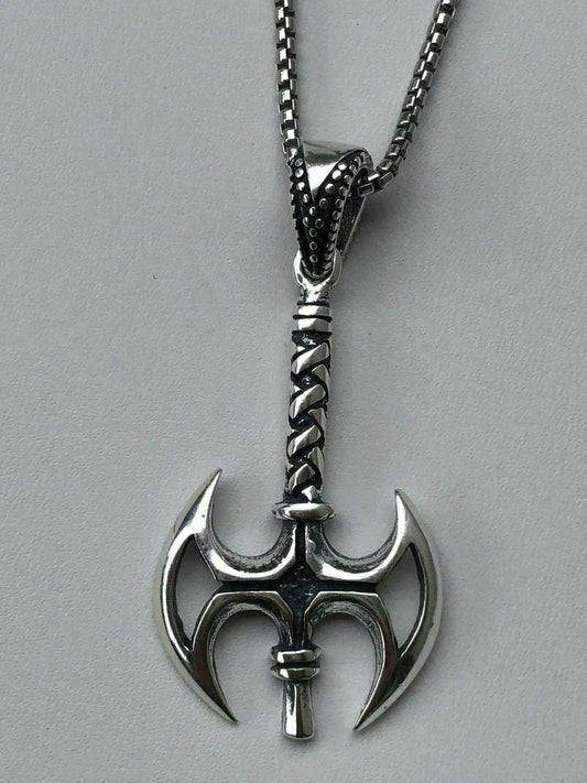 HarlemBling Solid 925 Sterling Silver Viking Battle Ax Mens Gothic Pendant W 22 Chain