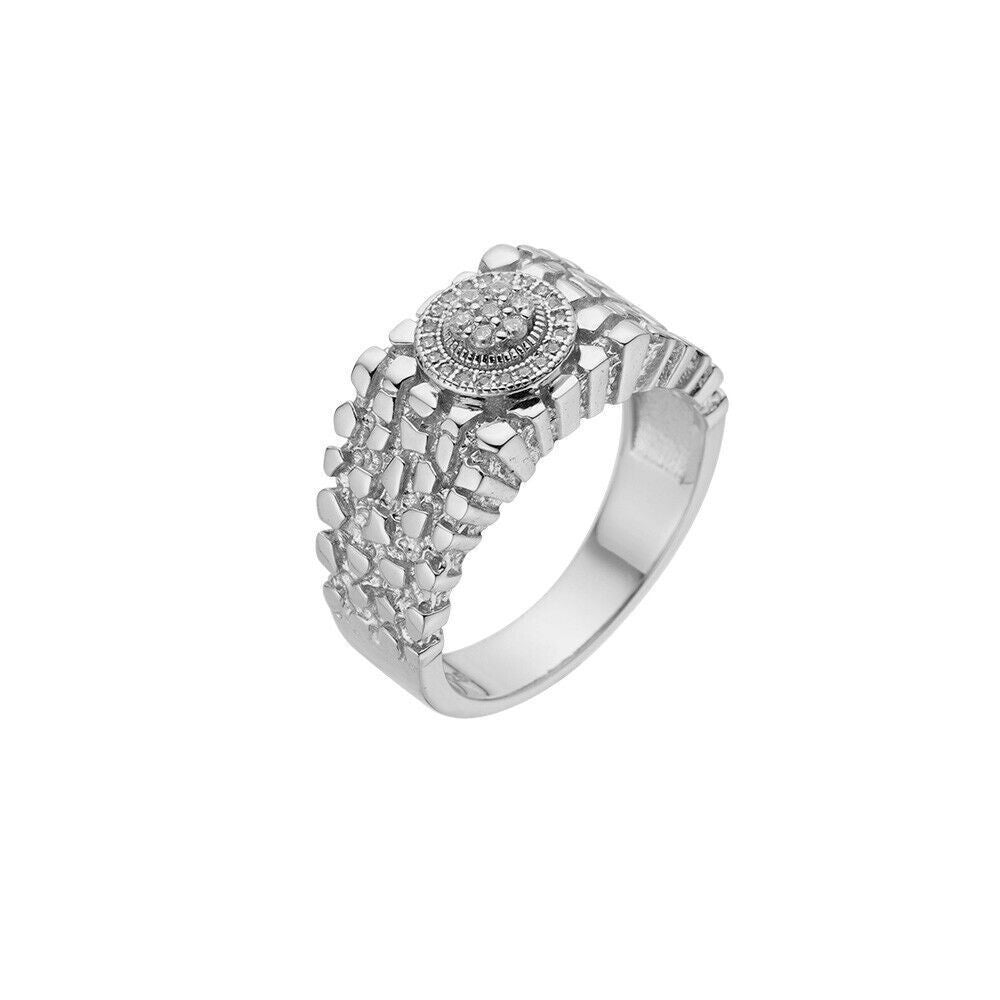 HarlemBling Solid Mens MOISSANITE Nugget Ring Real 925 Silver Iced Pinky Pass Diamond Test