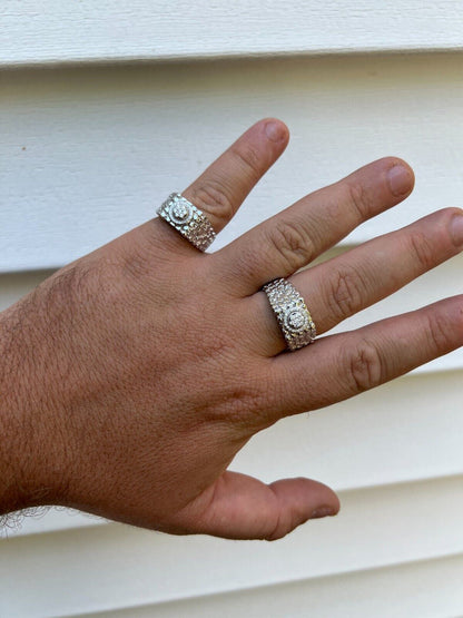 HarlemBling Solid Mens MOISSANITE Nugget Ring Real 925 Silver Iced Pinky Pass Diamond Test