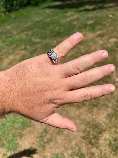 HarlemBling Solid Mens MOISSANITE Nugget Ring Real 925 Silver Iced Pinky Pass Diamond Test