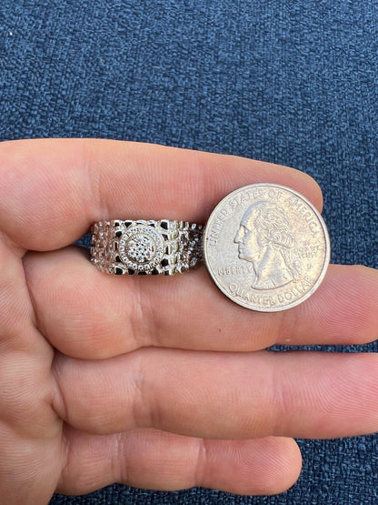 HarlemBling Solid Mens MOISSANITE Nugget Ring Real 925 Silver Iced Pinky Pass Diamond Test