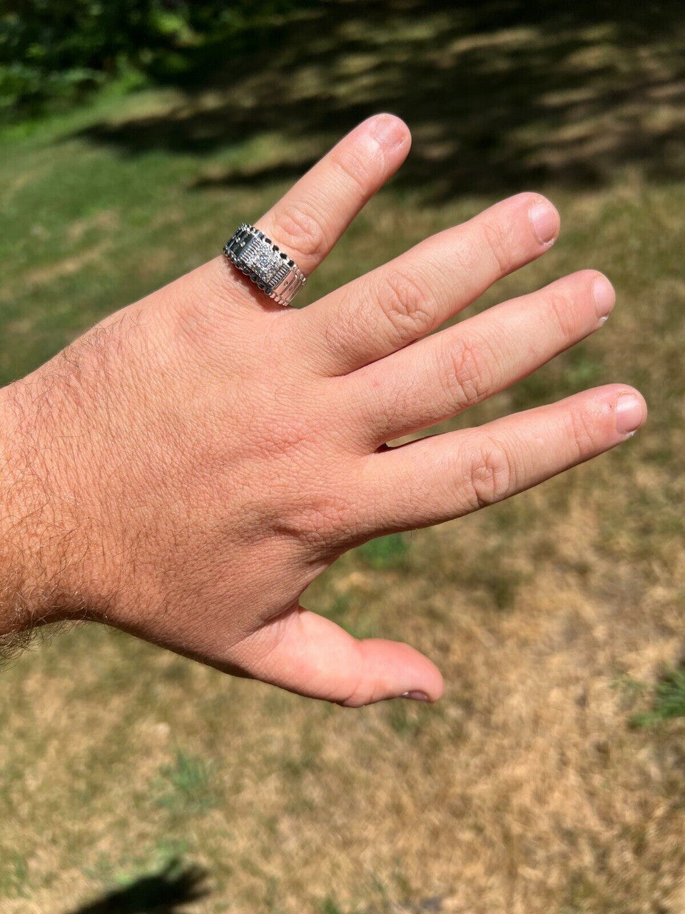 HarlemBling Solid Mens MOISSANITE Nugget Ring Real 925 Silver Iced Pinky Pass Diamond Tester