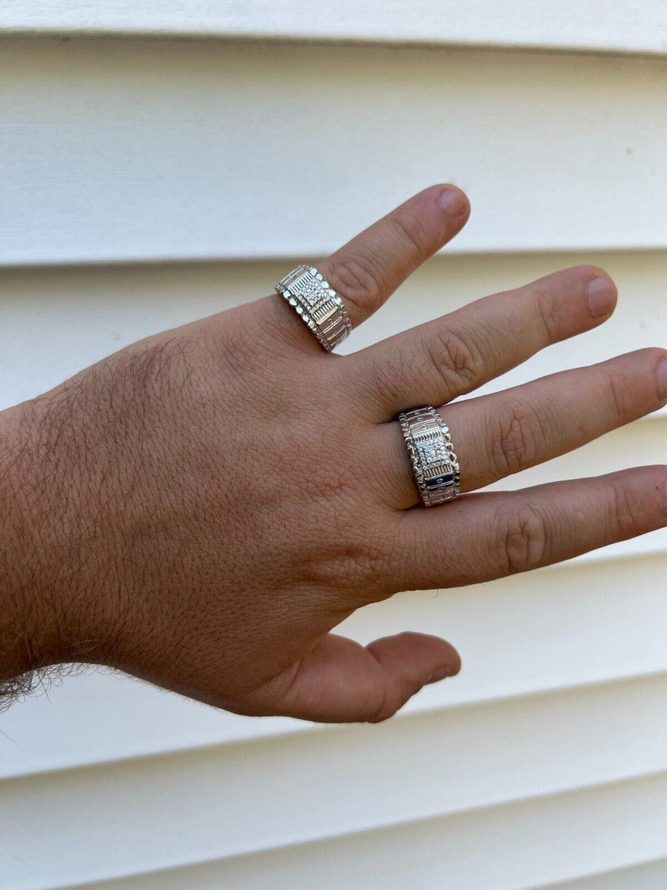 HarlemBling Solid Mens MOISSANITE Nugget Ring Real 925 Silver Iced Pinky Pass Diamond Tester