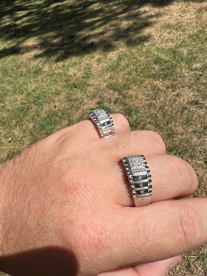 HarlemBling Solid Mens MOISSANITE Nugget Ring Real 925 Silver Iced Pinky Pass Diamond Tester