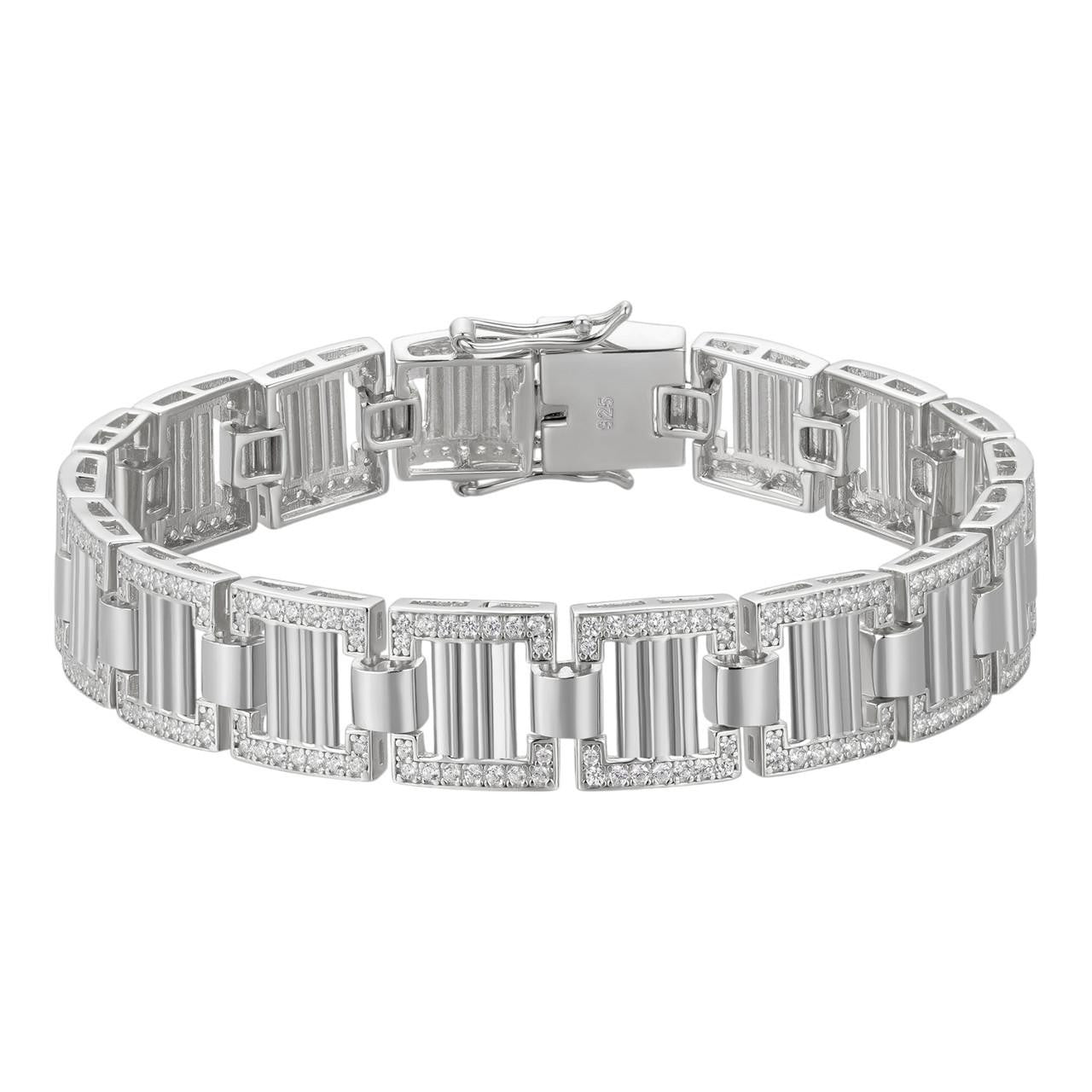 HarlemBling Southern Cartel Bracelet Iced Out CZ Stones - 925 Silver - 12mm - 7"-8.5"