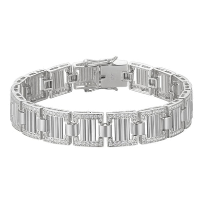 HarlemBling Southern Cartel Bracelet Iced Out CZ Stones - 925 Silver - 12mm - 7"-8.5"