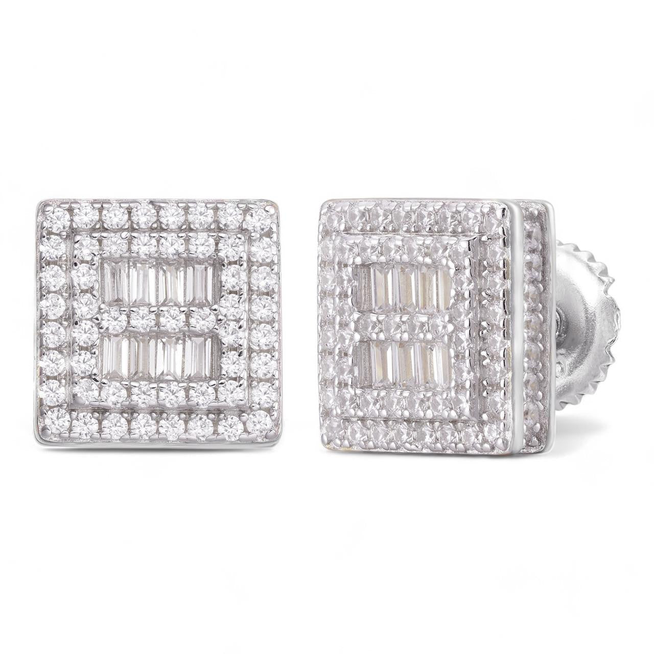 HarlemBling Southern Gangster Earrings - 925 Silver - CZ Stones - 10mm