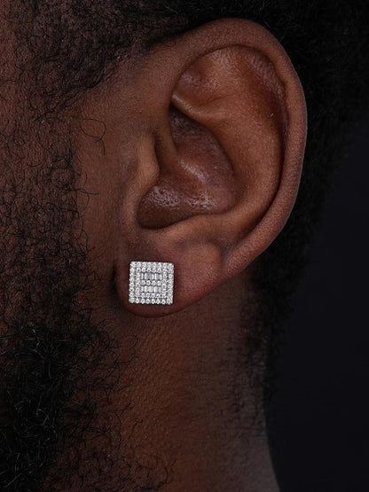 HarlemBling Southern Gangster Earrings - 925 Silver - CZ Stones - 10mm