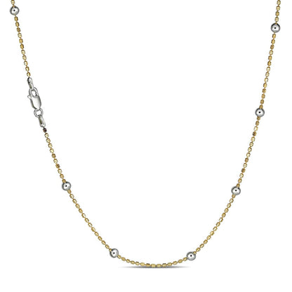 HarlemBling Sparkle Beaded Link Chain Necklace - 14k Gold Vermeil & 925 Silver - 14"-30" - 1.5mm
