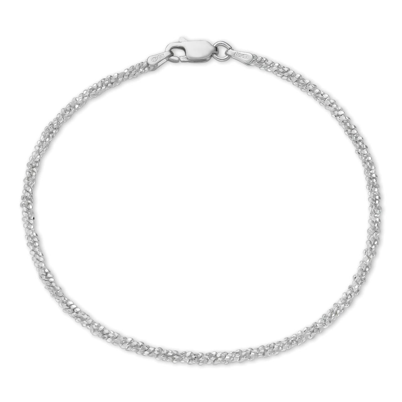 HarlemBling Sparkle Link Bracelet - 925 Sterling Silver - 6"-8.5" - 3mm