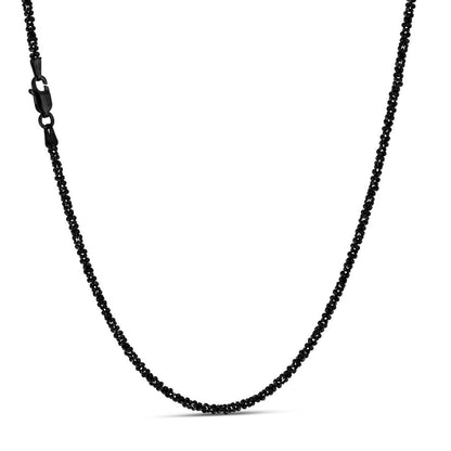 HarlemBling Sparkle Link Chain Necklace - Black Rhodium Over 925 Sterling Silver - 14"-24" - 3mm