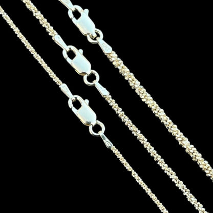 HarlemBling Sparkle Rock Link Chain Necklace - 14k Gold Vermeil 925 Sterling Silver - 14"-24" - 1mm-3mm