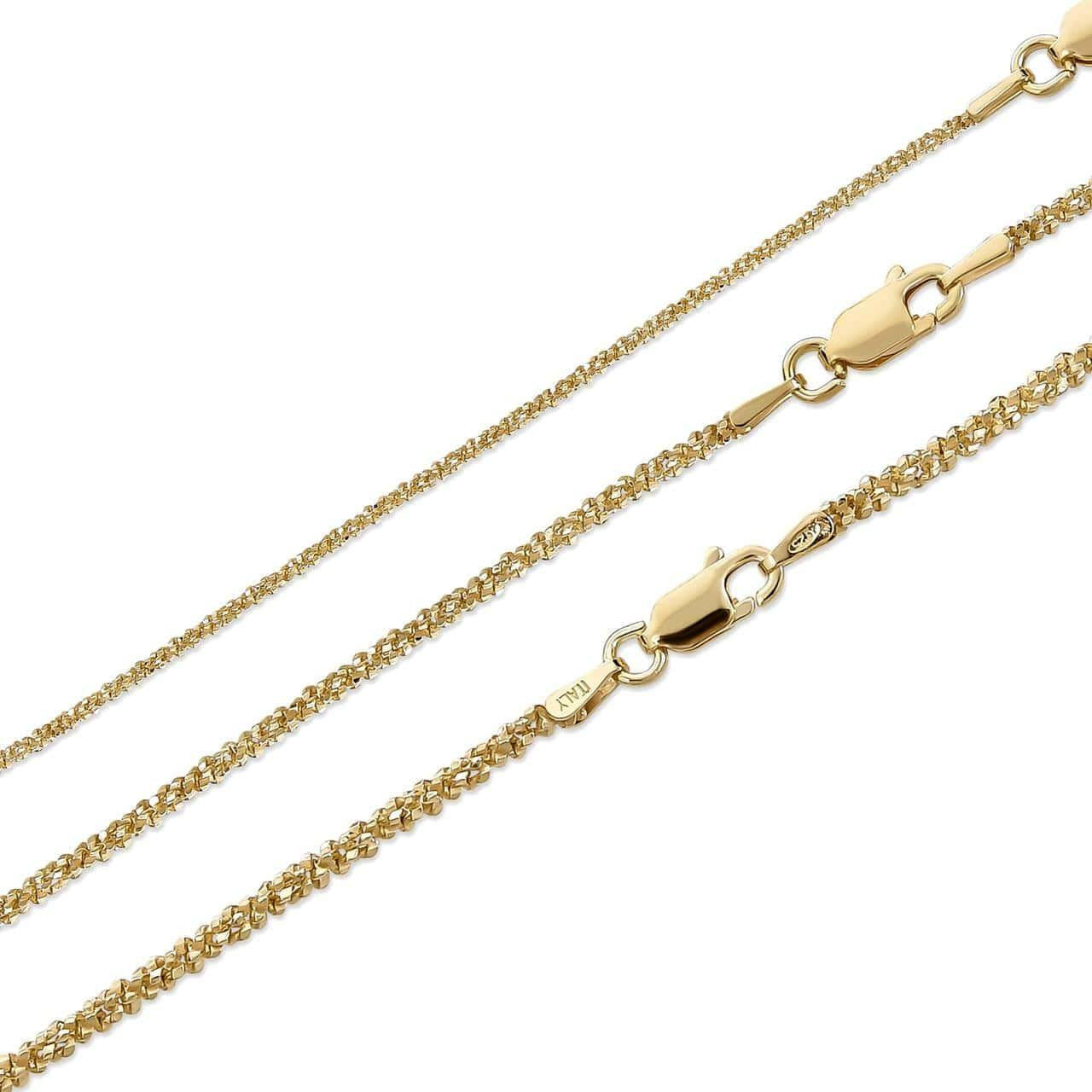 HarlemBling Sparkle Rock Link Chain Necklace - 14k Gold Vermeil 925 Sterling Silver - 14"-24" - 1mm-3mm