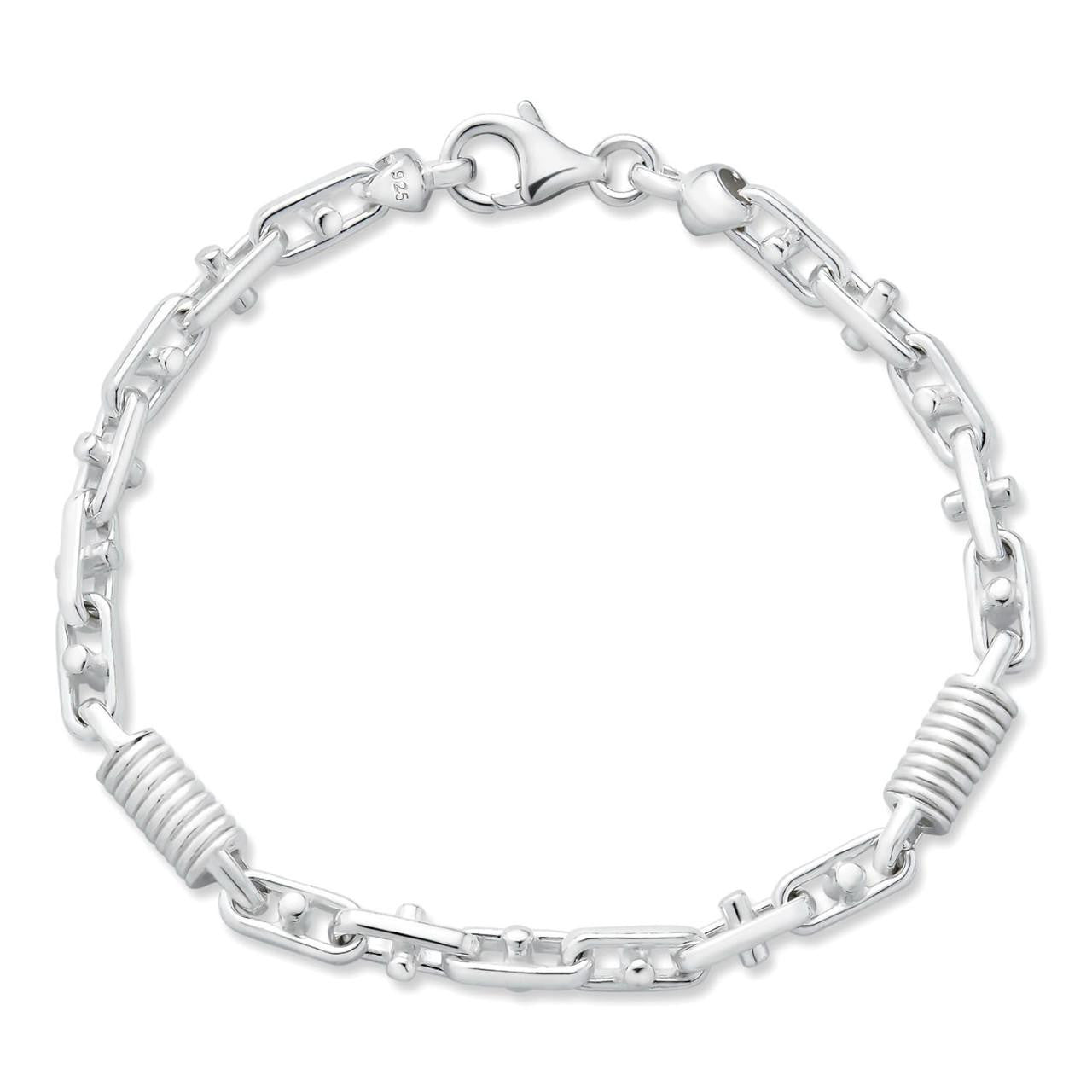 HarlemBling Spring Barrel Rolo Link Bracelet - 925 Sterling Silver - 7"-9" - 5mm