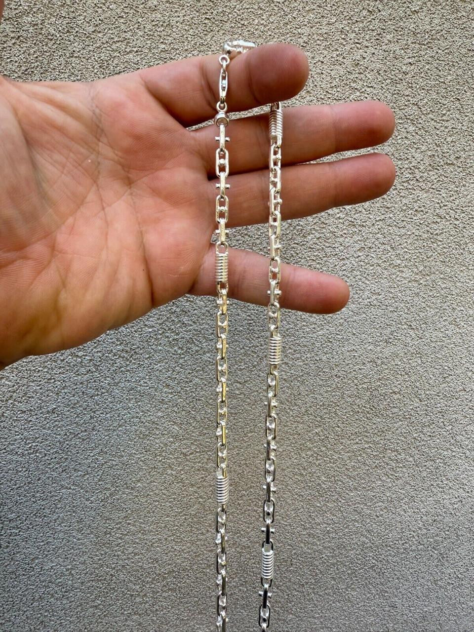 HarlemBling Spring Barrel Rolo Link Chain Necklace - 925 Sterling Silver - 18"-28" - 5mm