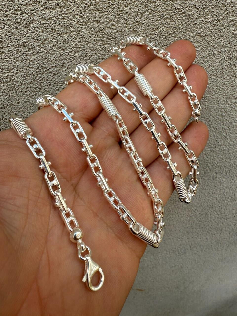 HarlemBling Spring Barrel Rolo Link Chain Necklace - 925 Sterling Silver - 18"-28" - 5mm