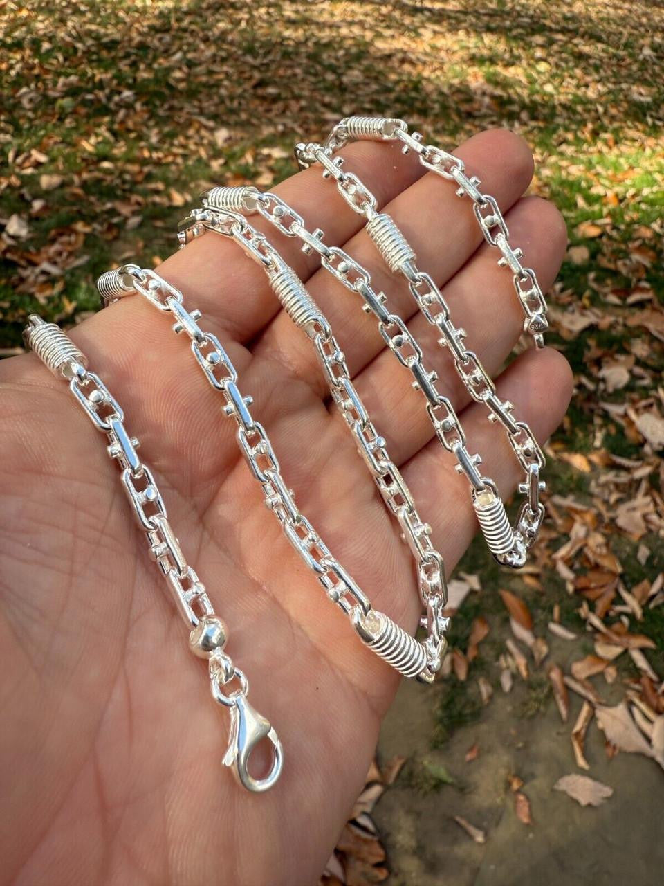 HarlemBling Spring Barrel Rolo Link Chain Necklace - 925 Sterling Silver - 18"-28" - 5mm