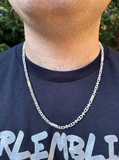 HarlemBling Spring Barrel Rolo Link Chain Necklace - 925 Sterling Silver - 18"-28" - 5mm