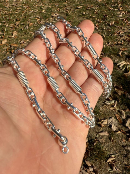 HarlemBling Spring Barrel Rolo Link Chain Necklace - 925 Sterling Silver - 18"-28" - 5mm