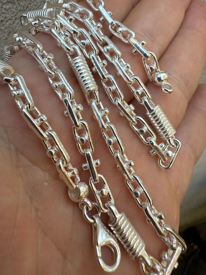 HarlemBling Spring Barrel Rolo Link Chain Necklace - 925 Sterling Silver - 18"-28" - 5mm