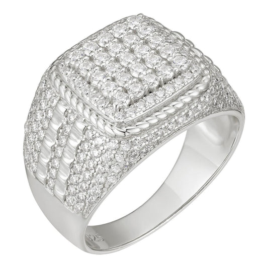 HarlemBling Sqaure Iced Out Chicago Ring - 925 Silver - CZ Stones