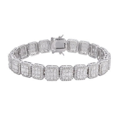 HarlemBling Square Big Boy Link Chain Bracelet Iced Out CZ Stones - 925 Silver - 11mm - 7-9"