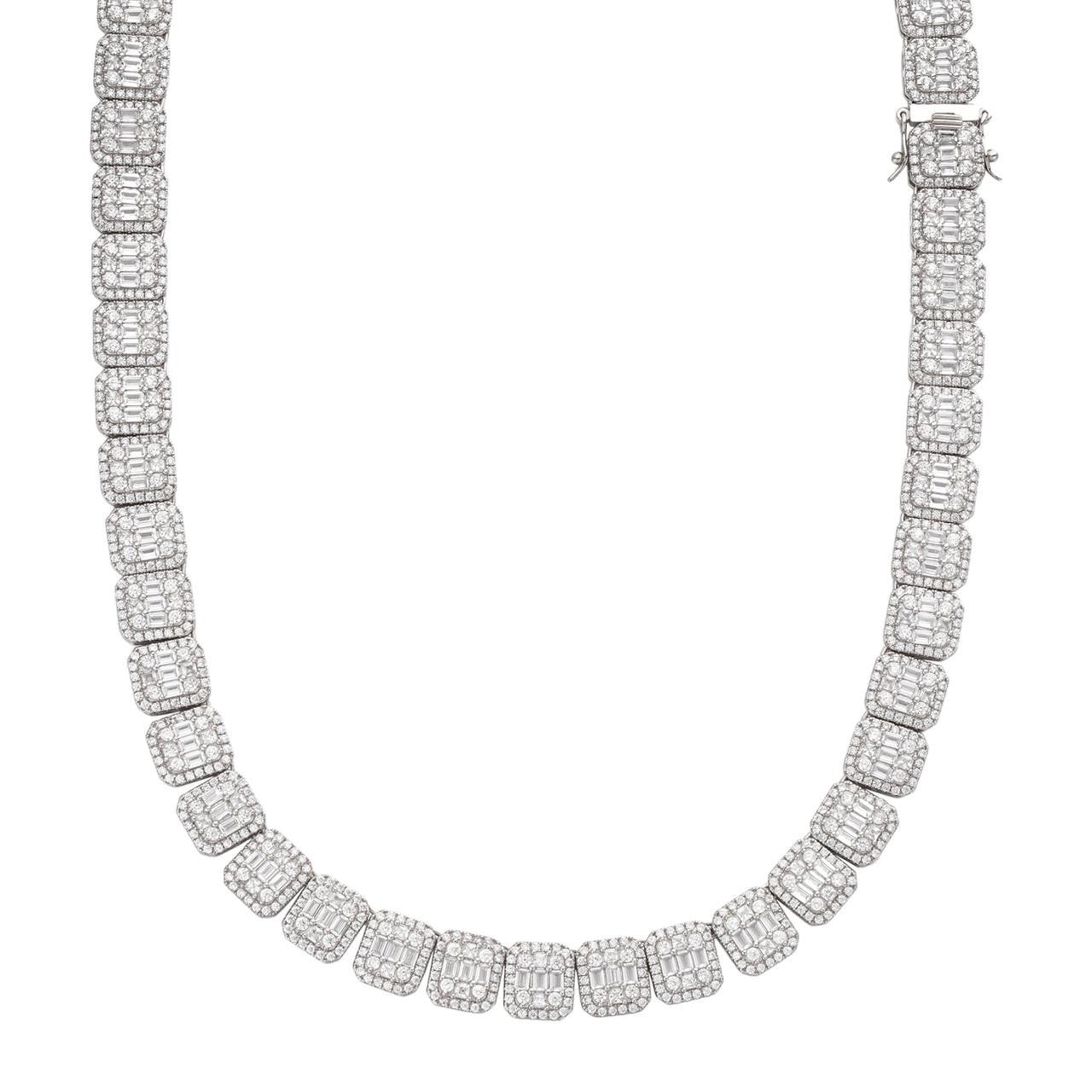 HarlemBling Square Big Boy Link Chain Necklace Iced Out CZ Stones - 925 Silver - 11mm - 18-30"