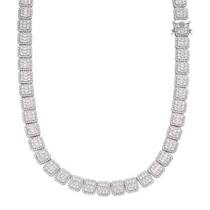 HarlemBling Square Big Boy Link Chain Necklace Iced Out CZ Stones - 925 Silver - 11mm - 18-30"