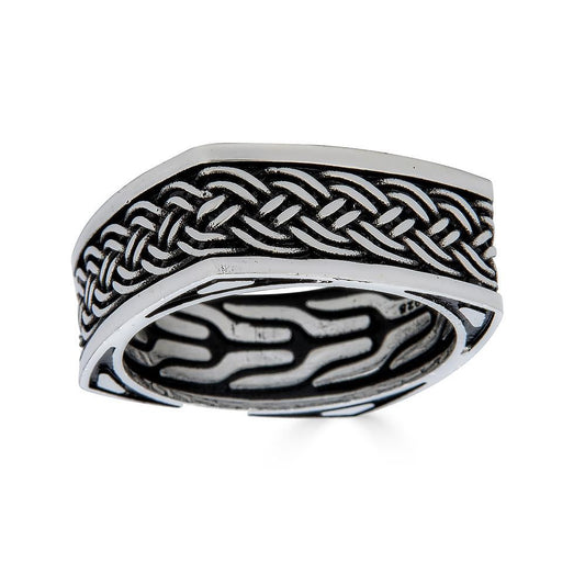 HarlemBling Square Eternity Band Ring - 925 Silver Oxidized - Plain