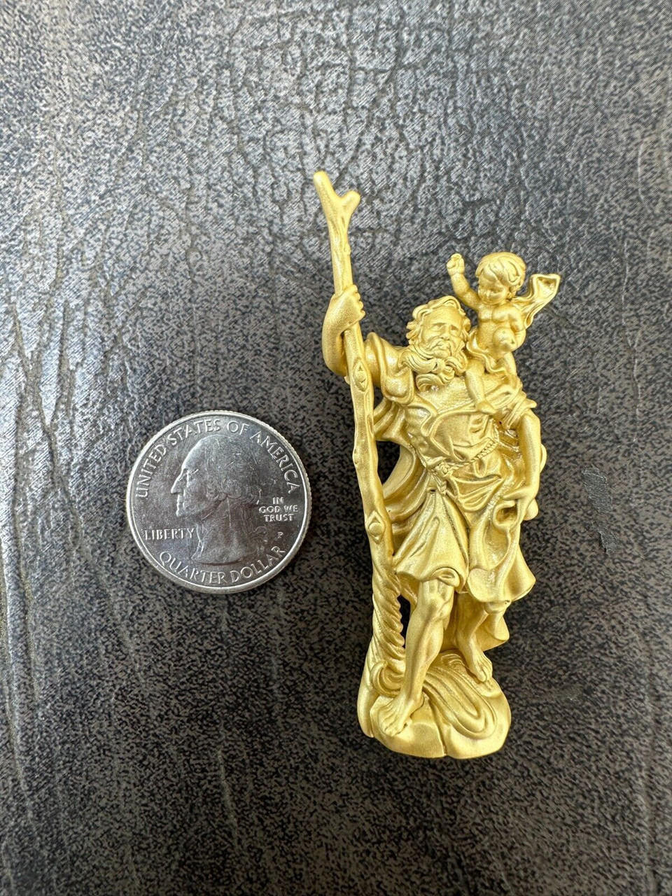 St Christopher Real 925 Silver / 14k Yellow Rose Gold Heavy 3D