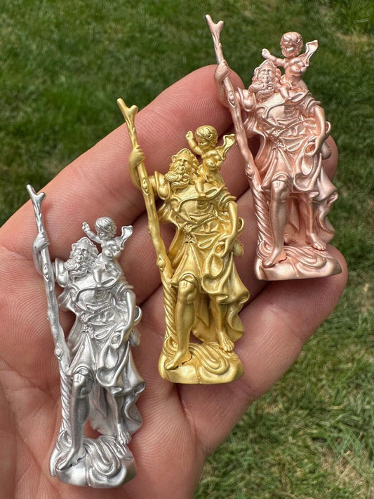 HarlemBling St Christopher Real 925 Silver / 14k Yellow Rose Gold Heavy 3D Pendant Necklace